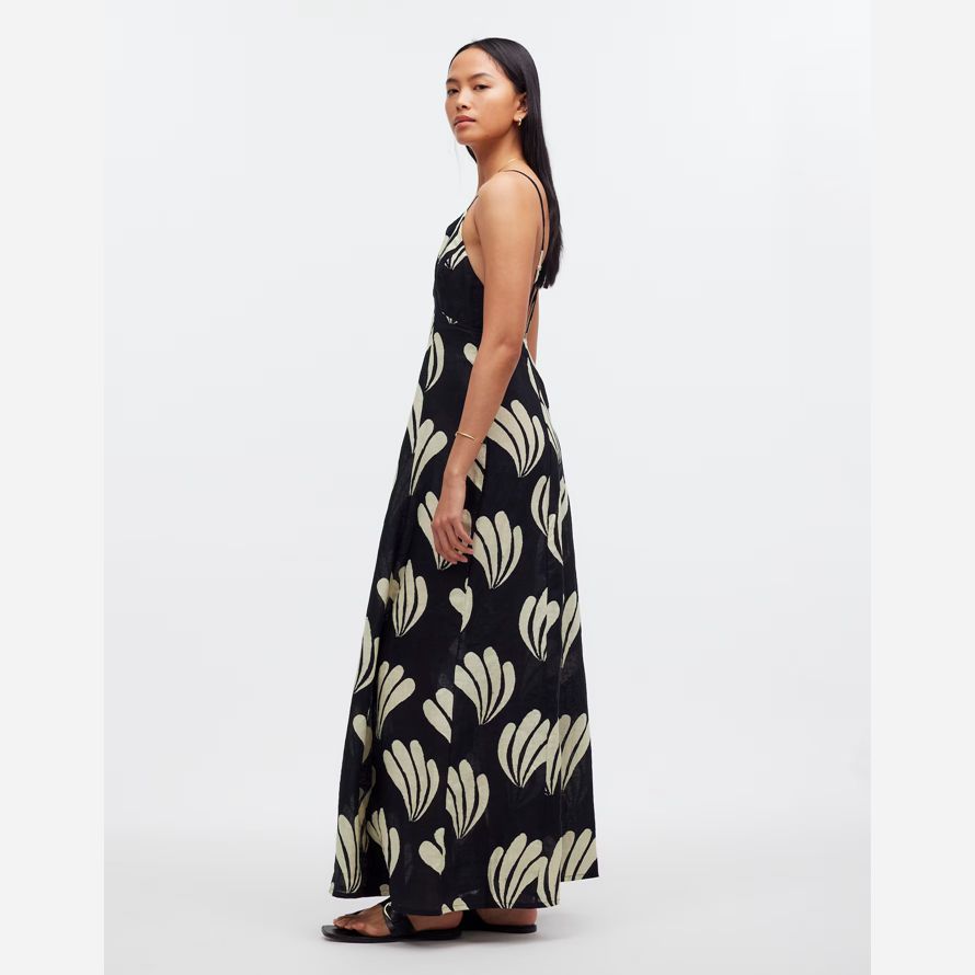 schwarz beige damen madewell zulu amp zephyr palm leinen kleid