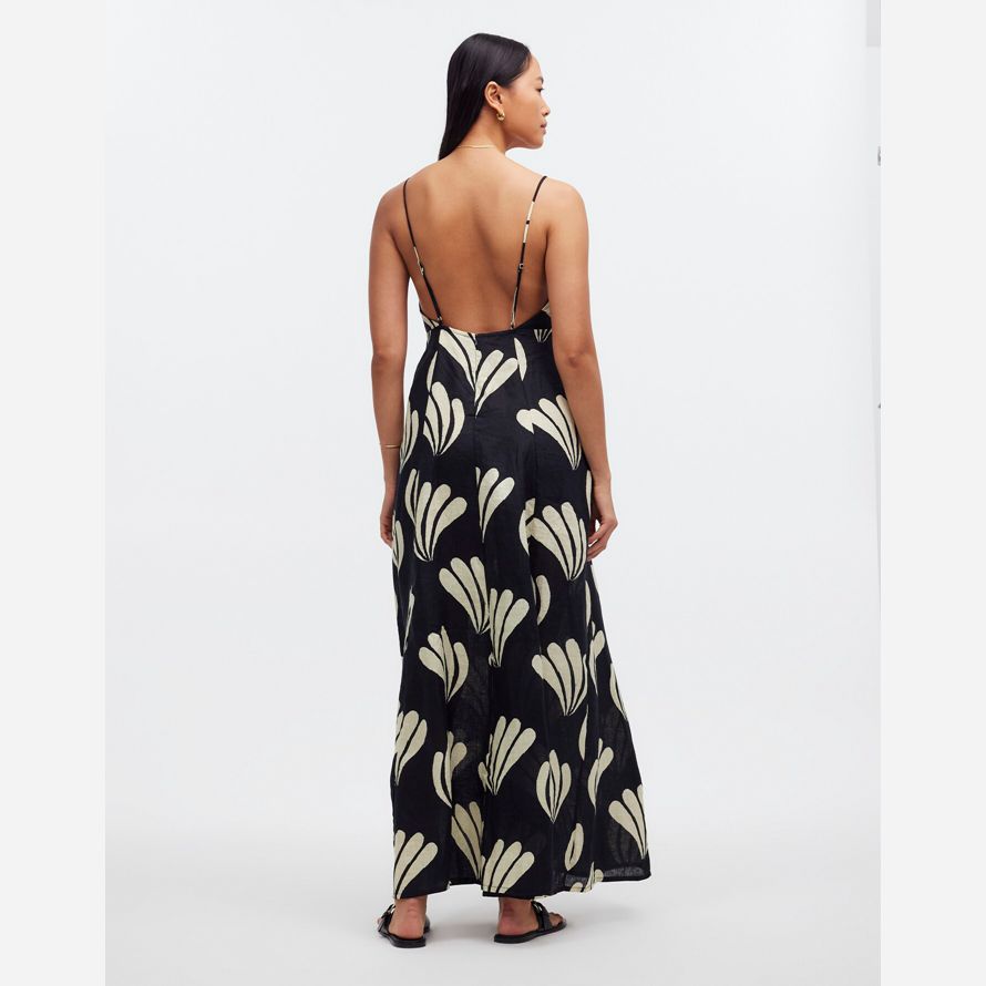 schwarz beige damen madewell zulu amp zephyr palm leinen kleid
