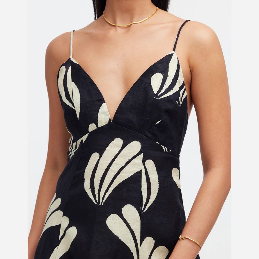schwarz beige damen madewell zulu amp zephyr palm leinen kleid