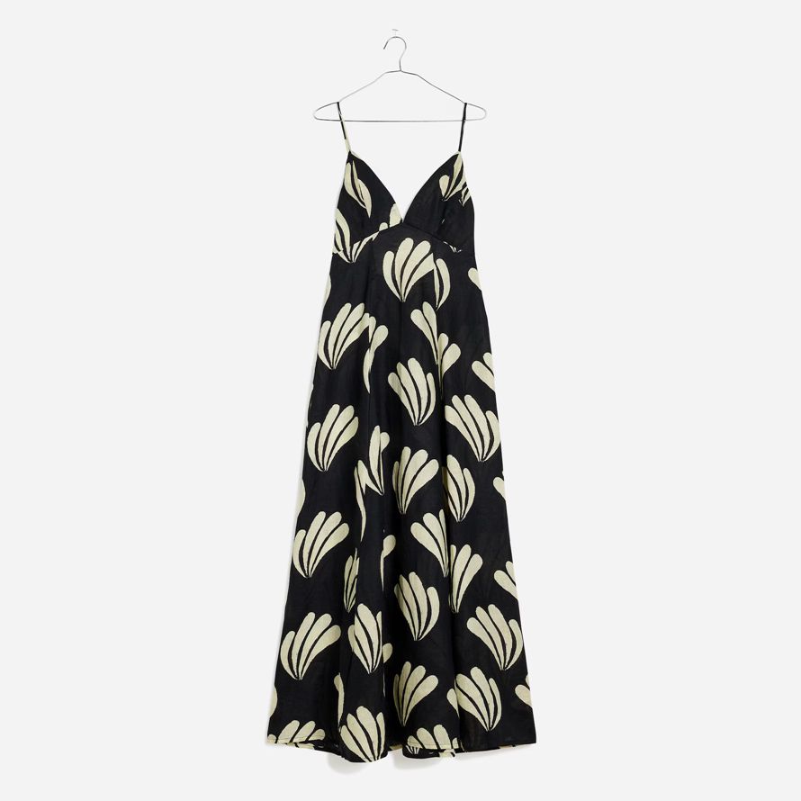 schwarz beige damen madewell zulu amp zephyr palm leinen kleid