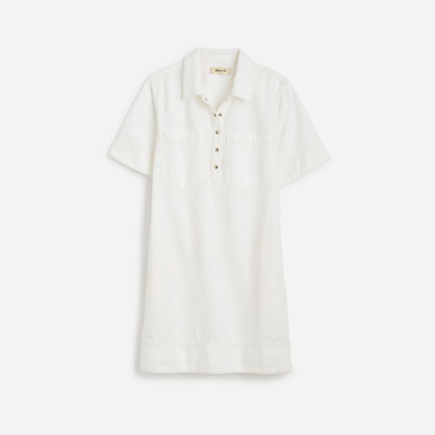 damen madewell denim popover kleid weiß