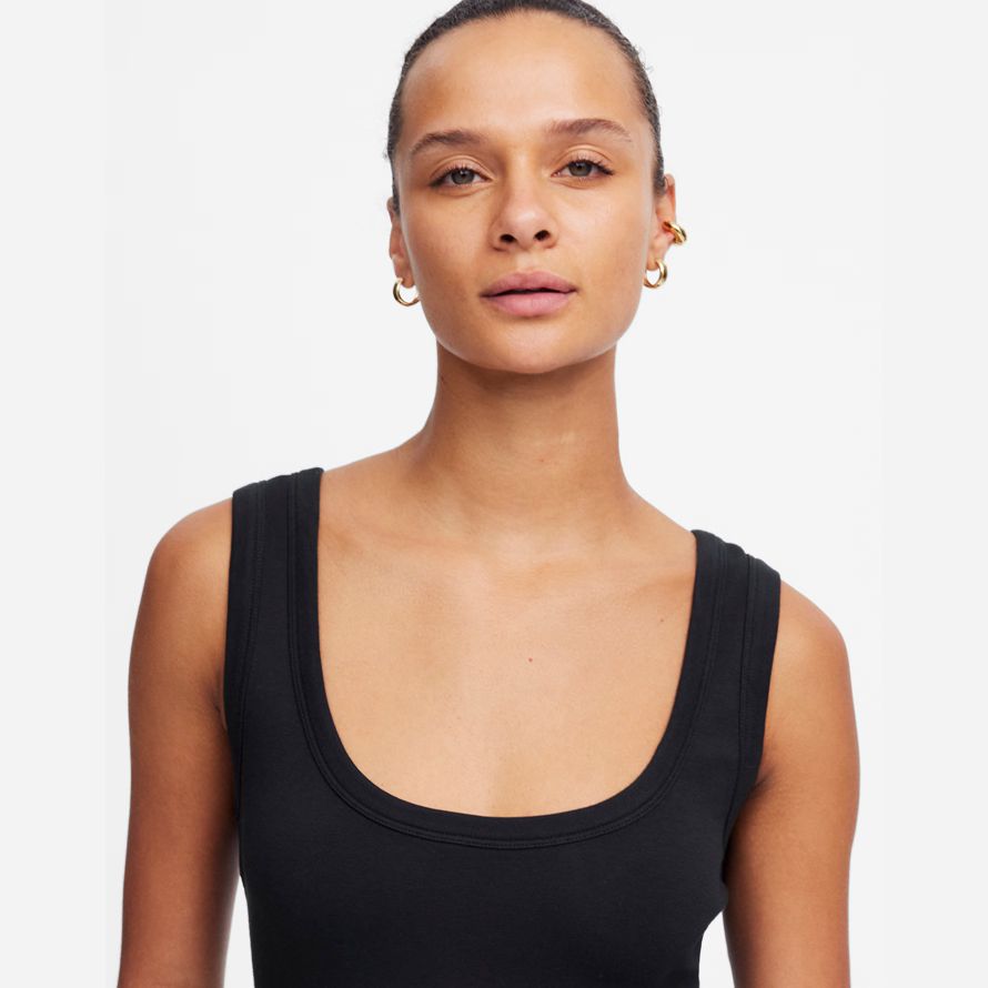damen madewell gemischt popeline scoopneck maxi-kleid-black