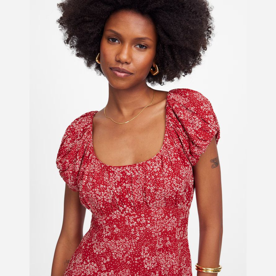 rot weiß madewell geraffte scoopneck mini kleid womens