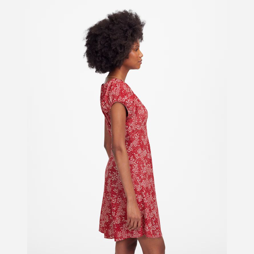 rot weiß madewell geraffte scoopneck mini kleid womens