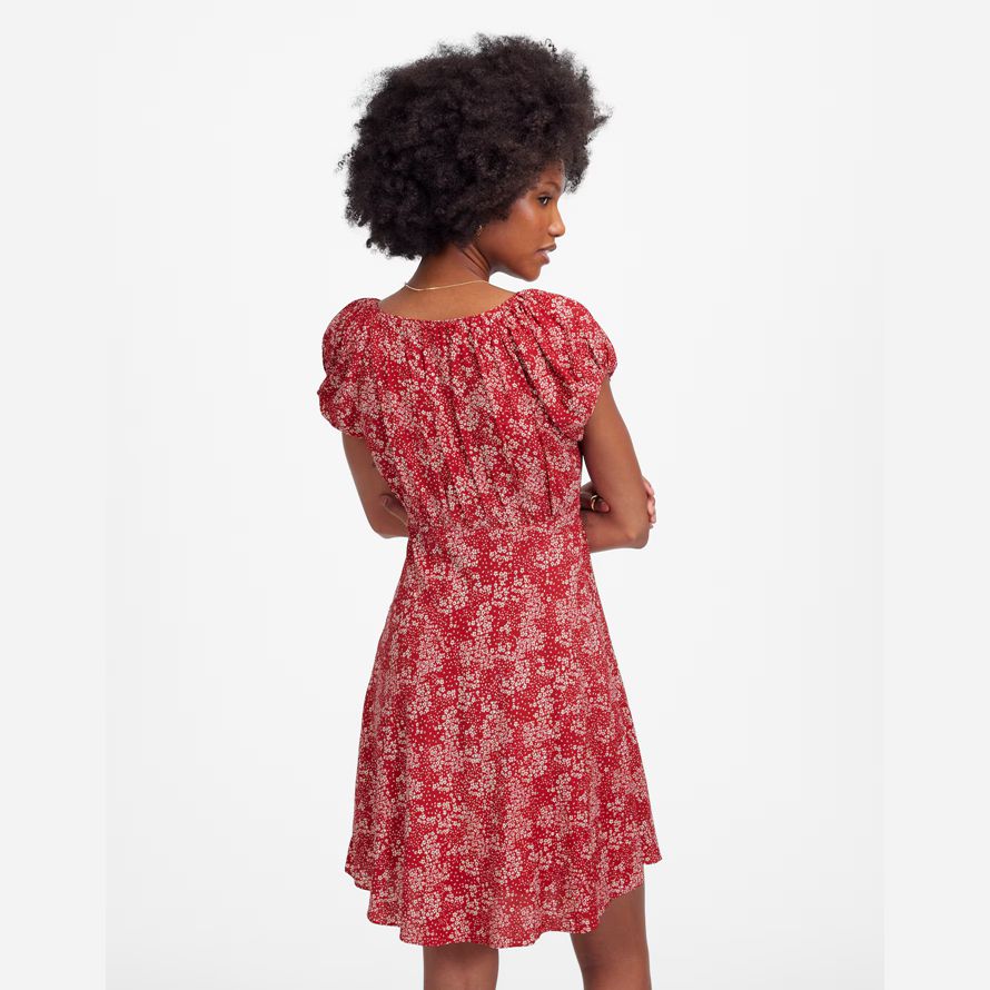 rot weiß madewell geraffte scoopneck mini kleid womens