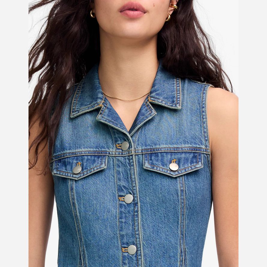 damen madewell pleated midi shirt dress blue