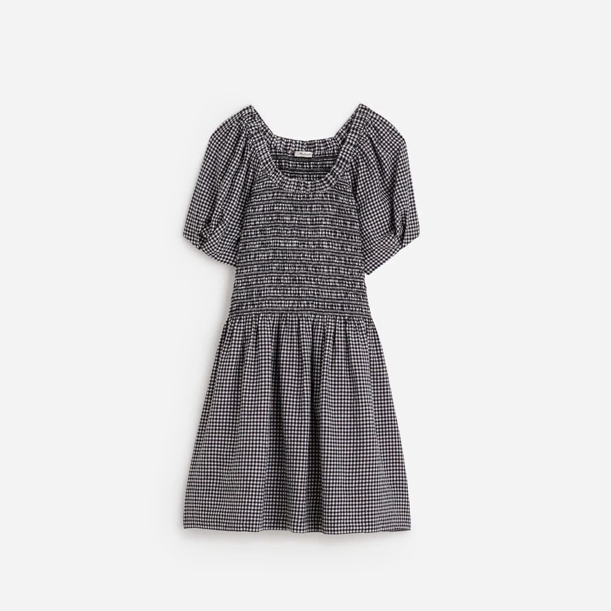 damen madewell gesmokt u-ausschnitt mini kleid schwarz weiß