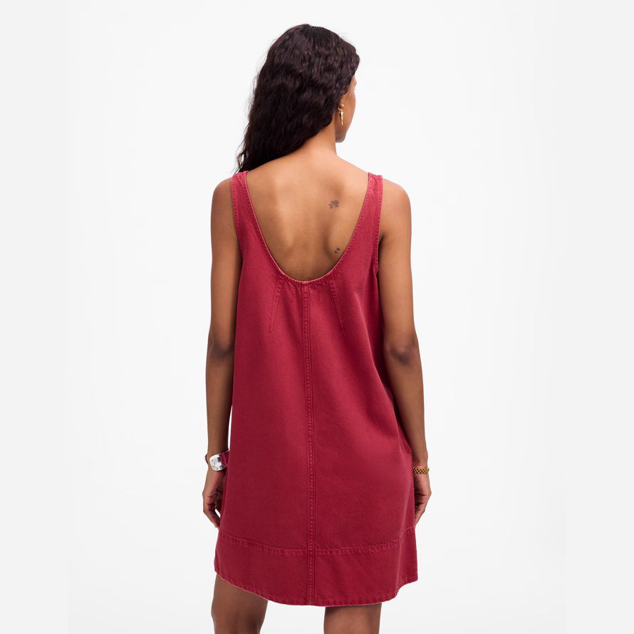 dark red womens madewell denim scoopneck mini kleid