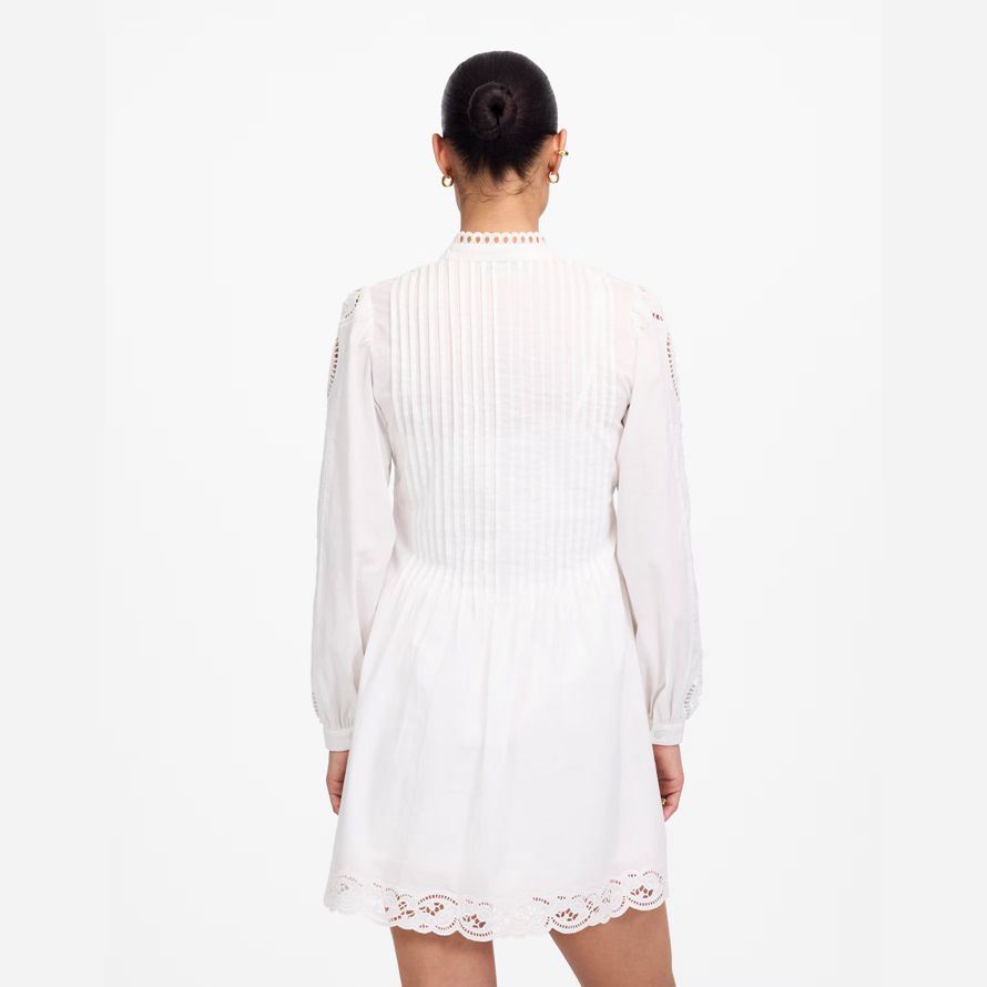 madewell pintucked eyelet mini damen kleid weiß