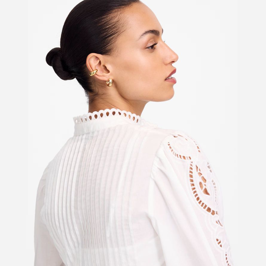 madewell pintucked eyelet mini damen kleid weiß
