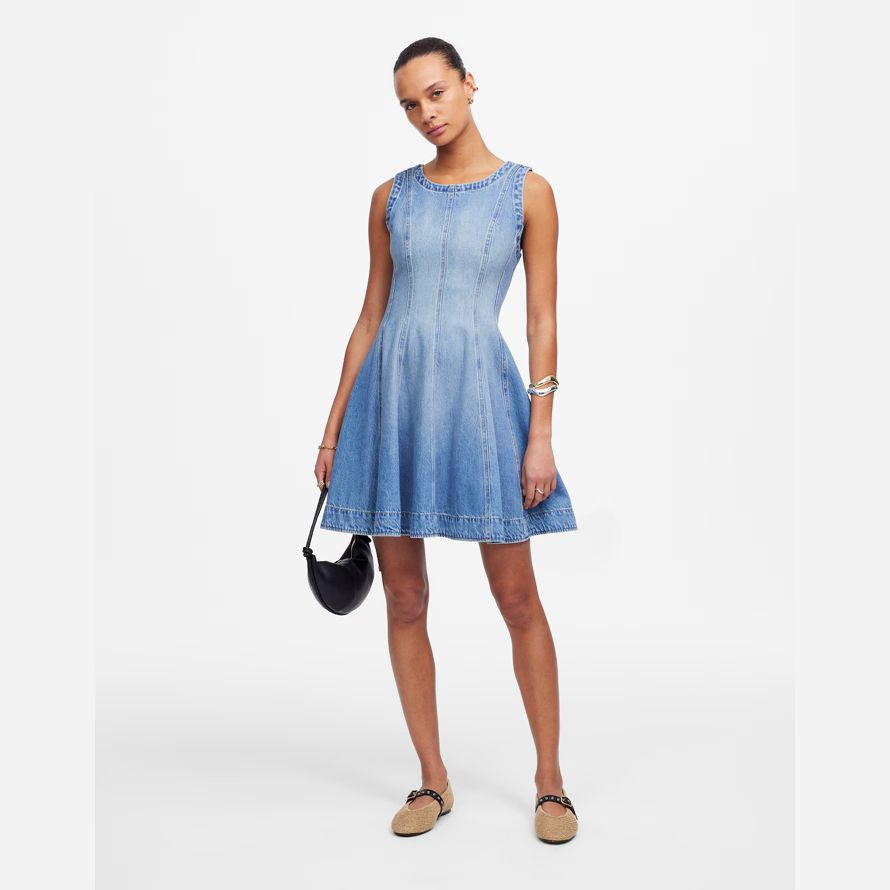 madewell kreis mini damen kleid blau