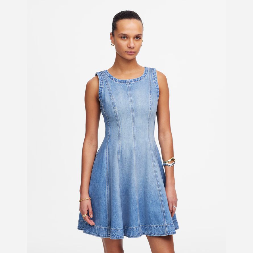 madewell kreis mini damen kleid blau