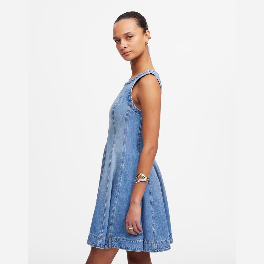 madewell kreis mini damen kleid blau