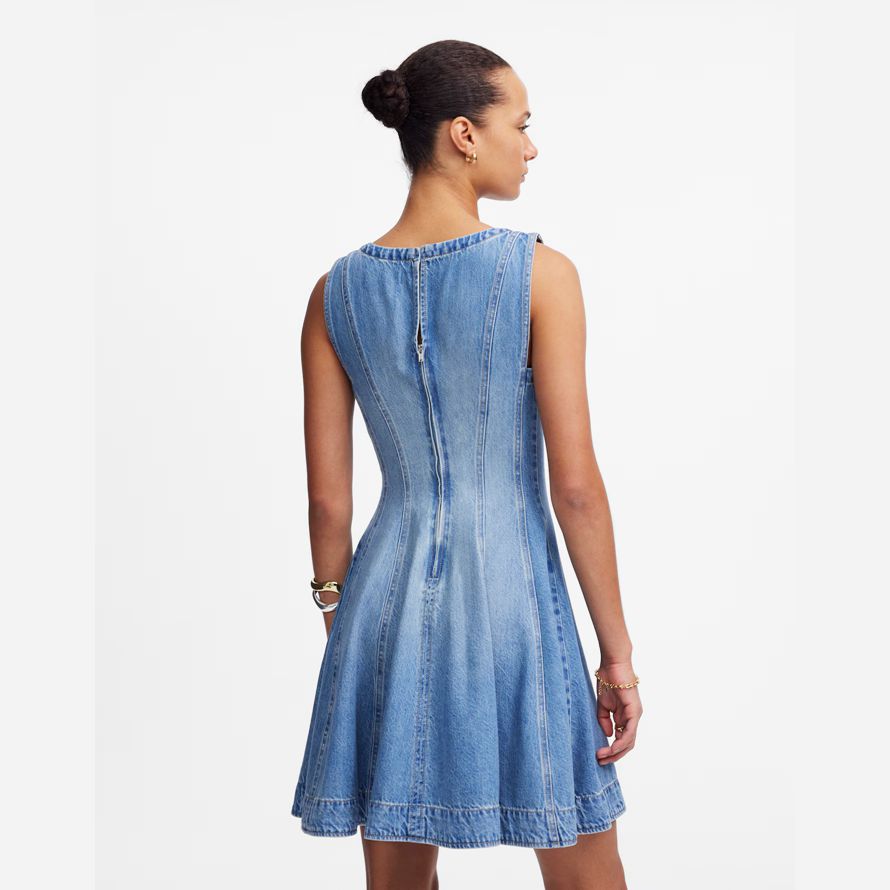 madewell kreis mini damen kleid blau