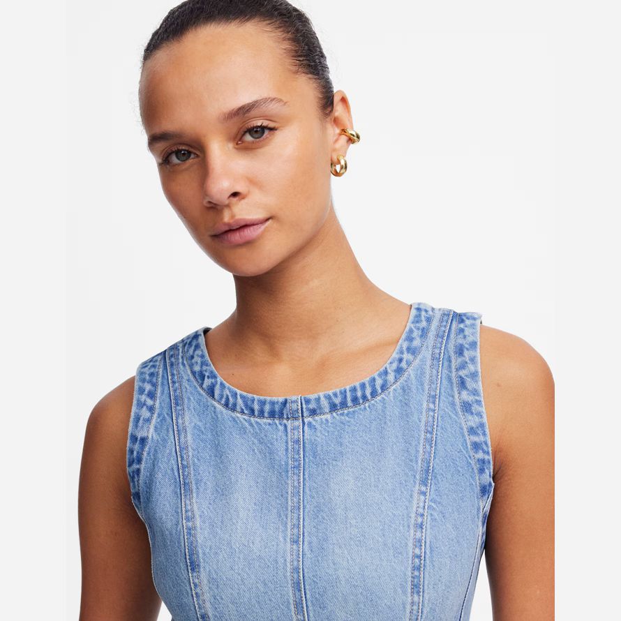 madewell kreis mini damen kleid blau
