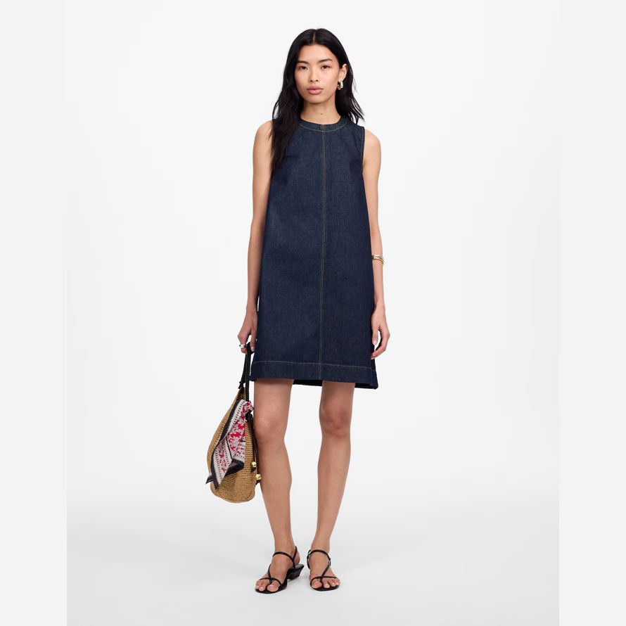 damen madewell denim boxy dress navy