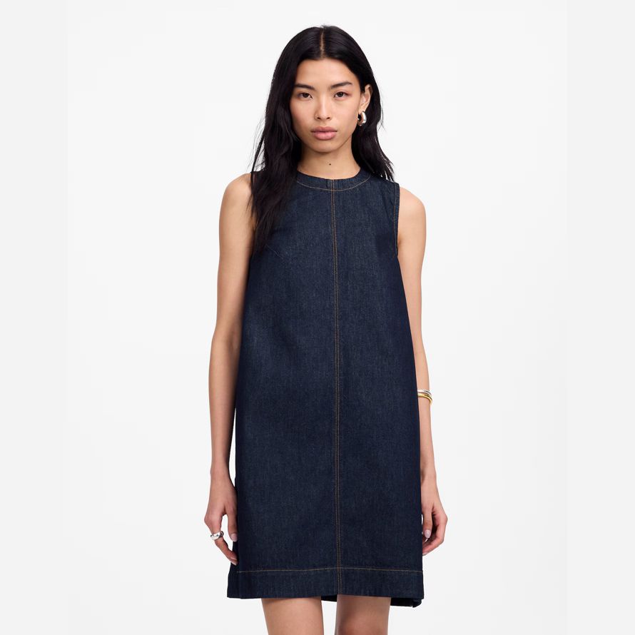 damen madewell denim boxy dress navy