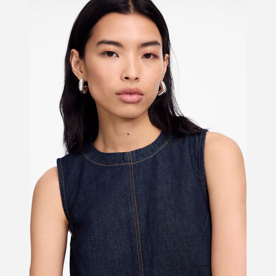 damen madewell denim boxy dress navy