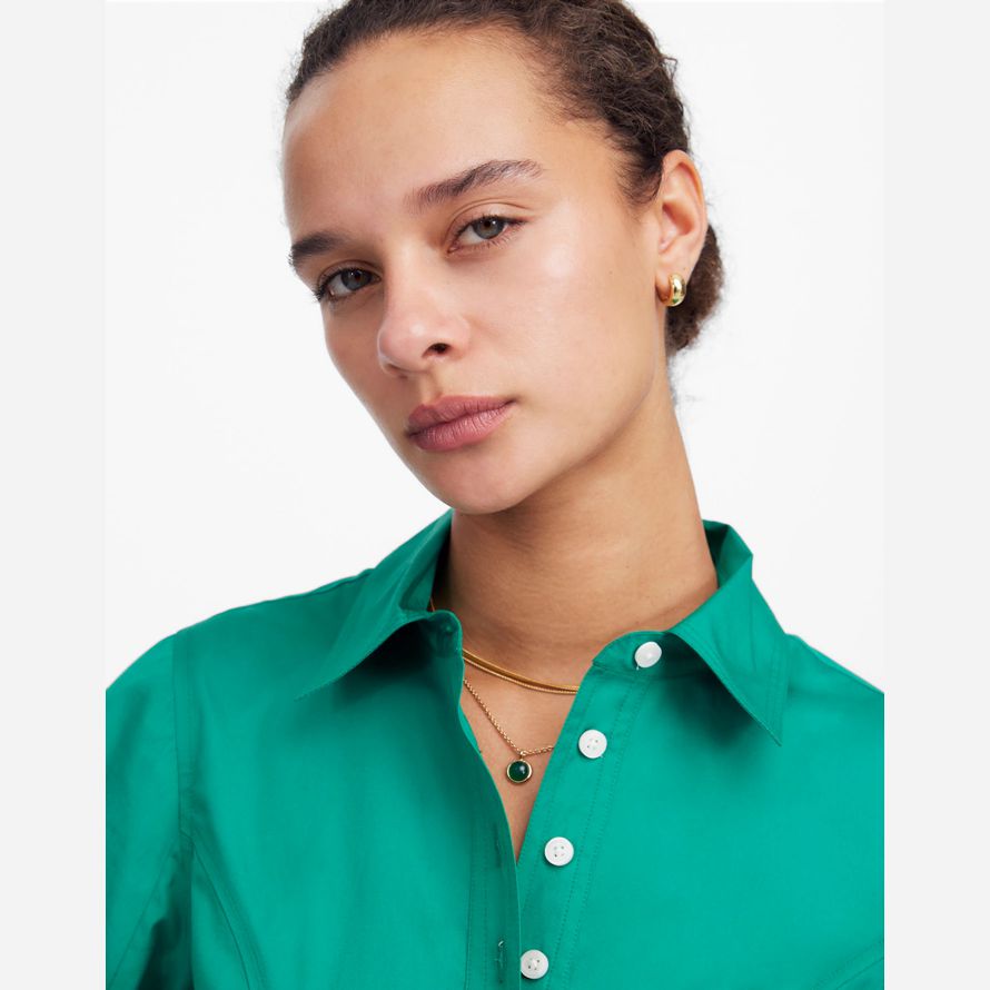 madewell seamed lange Ärmel mini hemd kleid womens green