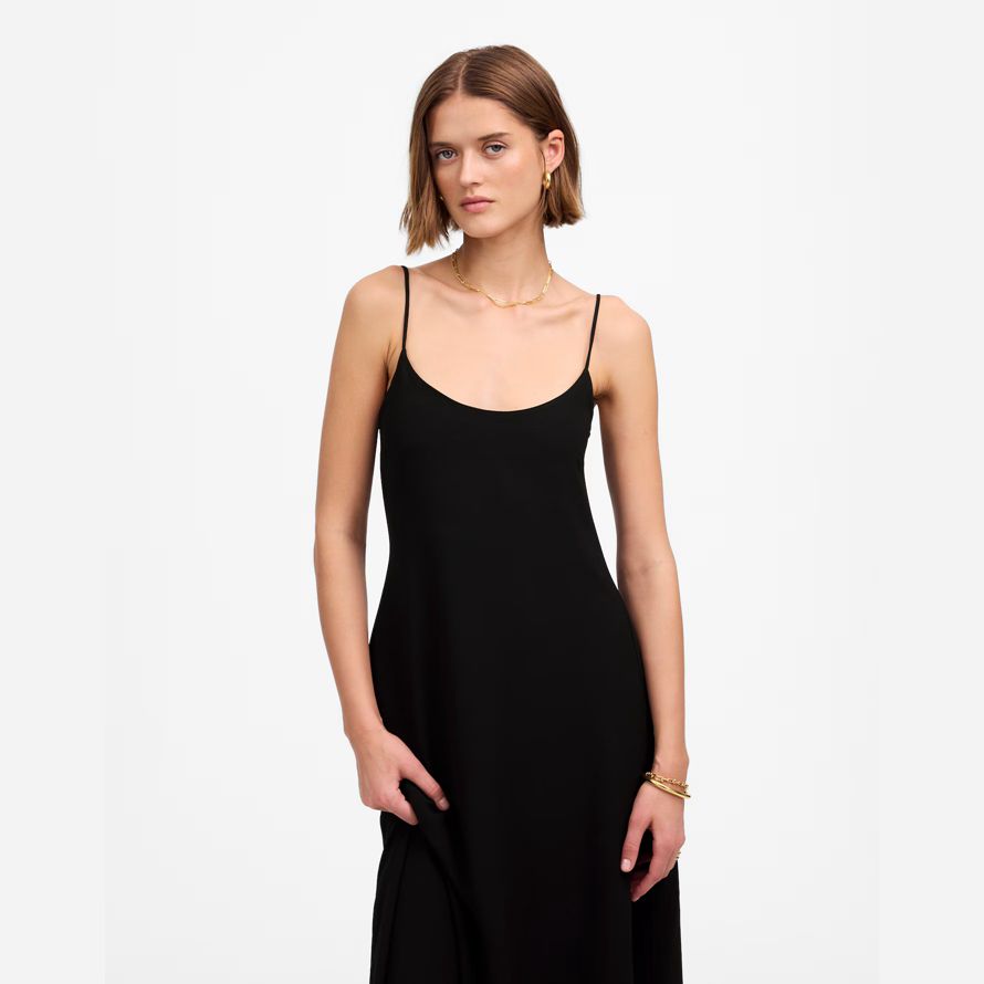damen madewell leset ari scoopneck maxi-tank-kleid schwarz