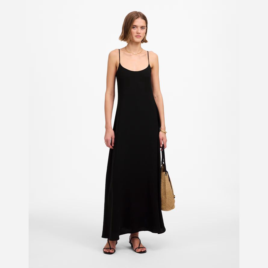 damen madewell leset ari scoopneck maxi-tank-kleid schwarz