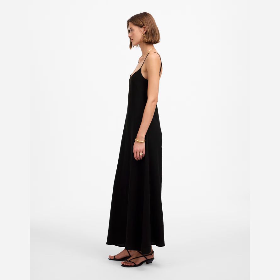 damen madewell leset ari scoopneck maxi-tank-kleid schwarz