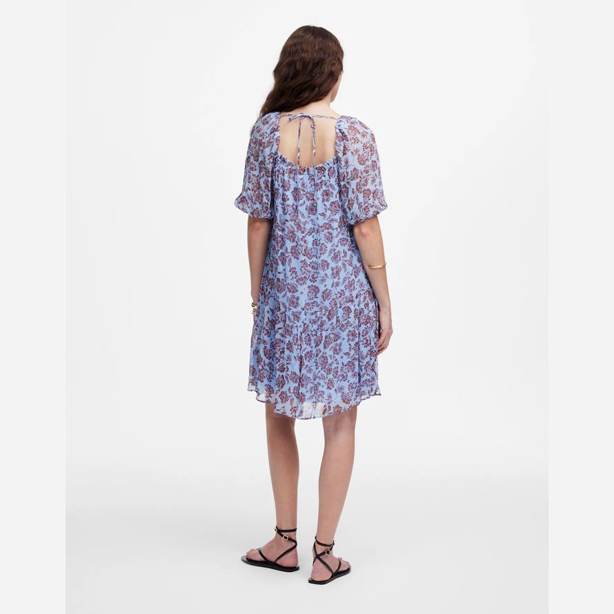 madewell puff-sleeve mini kleid womens blue chocolate