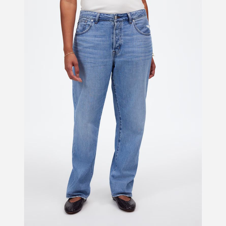 madewell dem curvy dean easy straight luftige damen jeans blau