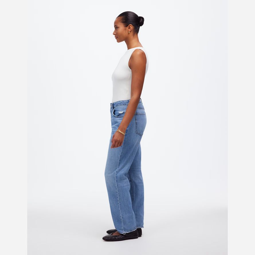 madewell dem curvy dean easy straight luftige damen jeans blau