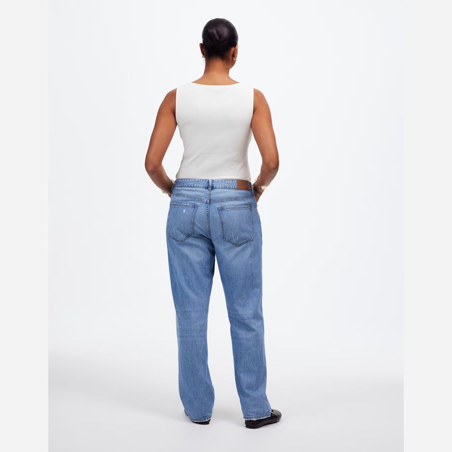 madewell dem curvy dean easy straight luftige damen jeans blau