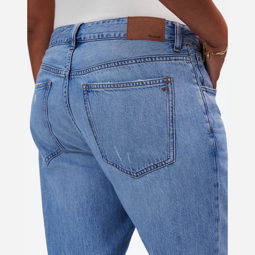 madewell dem curvy dean easy straight luftige damen jeans blau