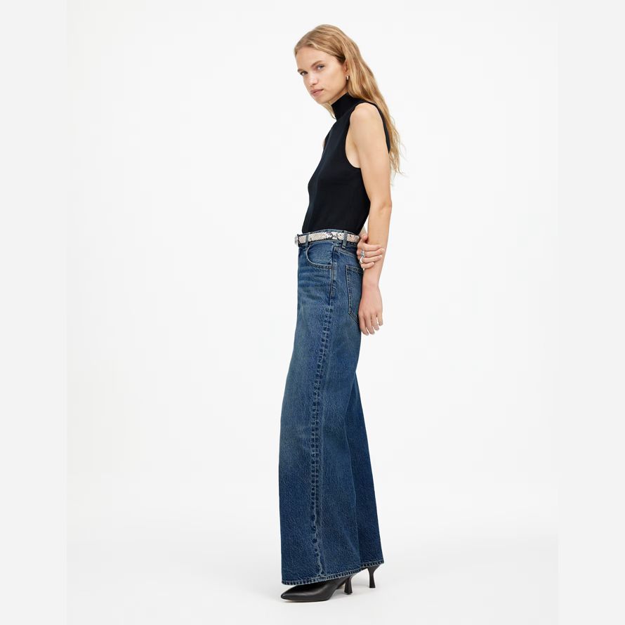 madewell superwide-leg womens jeans blue
