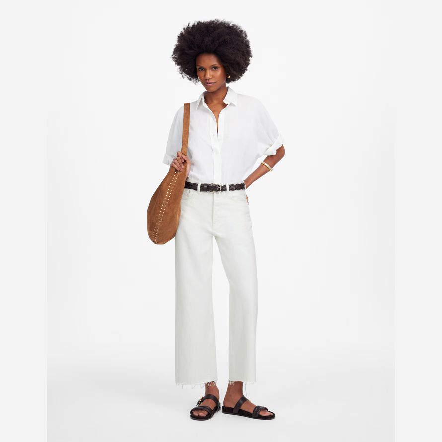 damen madewell tief liegende baggy crop jeans weiß