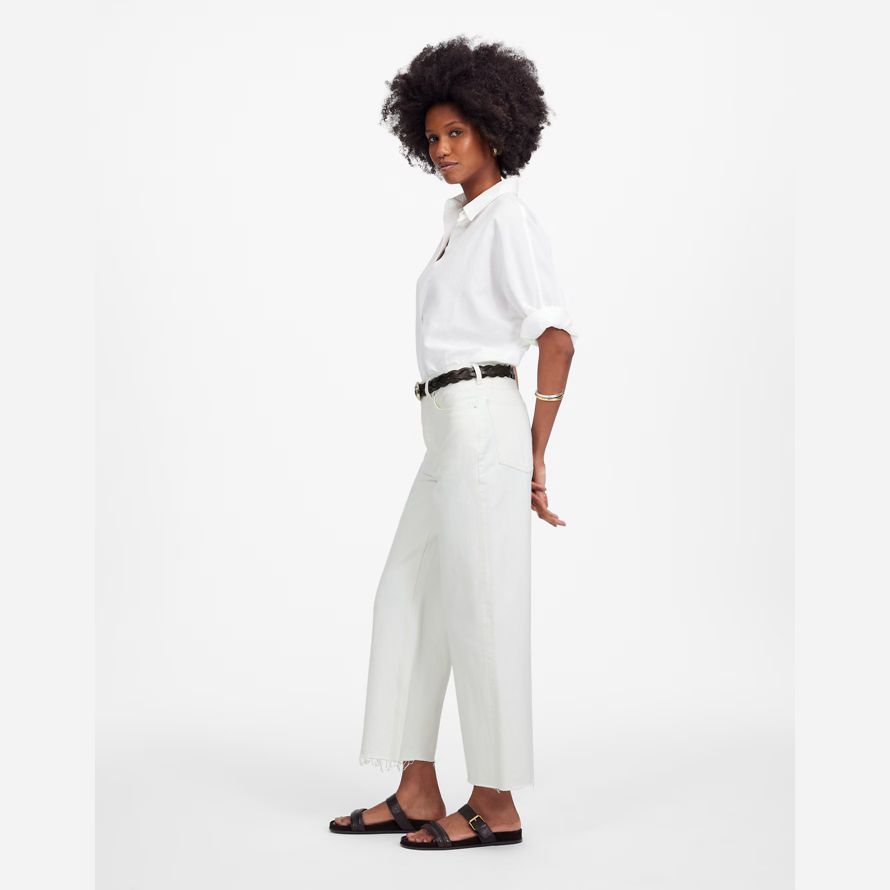 damen madewell tief liegende baggy crop jeans weiß