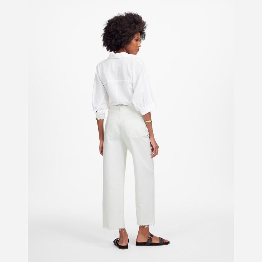 damen madewell tief liegende baggy crop jeans weiß