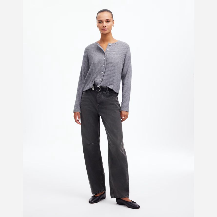 damen madewell schossen die barrel-leg jeans schwarz