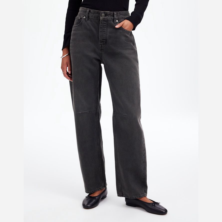 damen madewell schossen die barrel-leg jeans schwarz