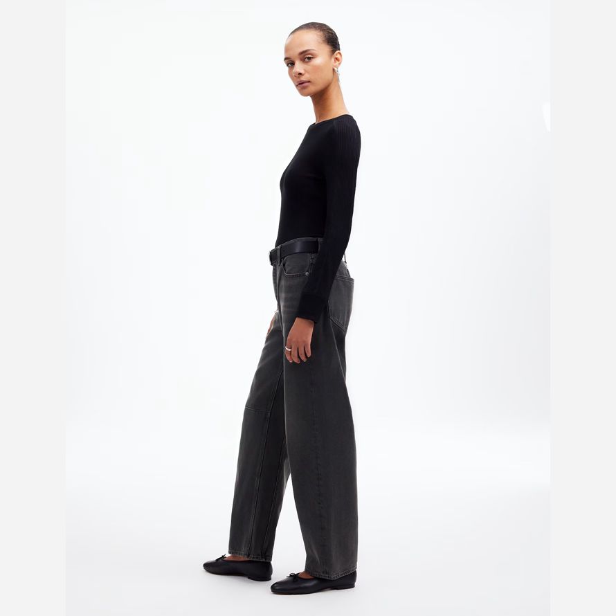damen madewell schossen die barrel-leg jeans schwarz
