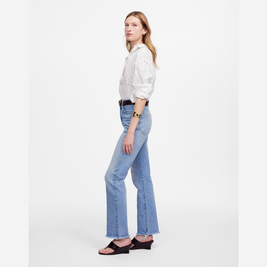 light blue womens madewell den 90er jahren gerade jeans