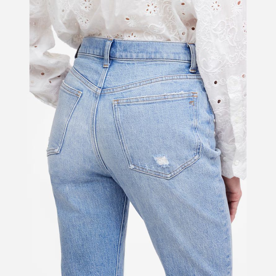 light blue womens madewell den 90er jahren gerade jeans