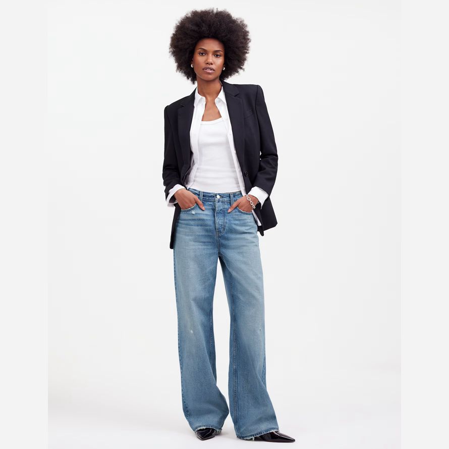 damen madewell tief liegende baggy-jeans blue