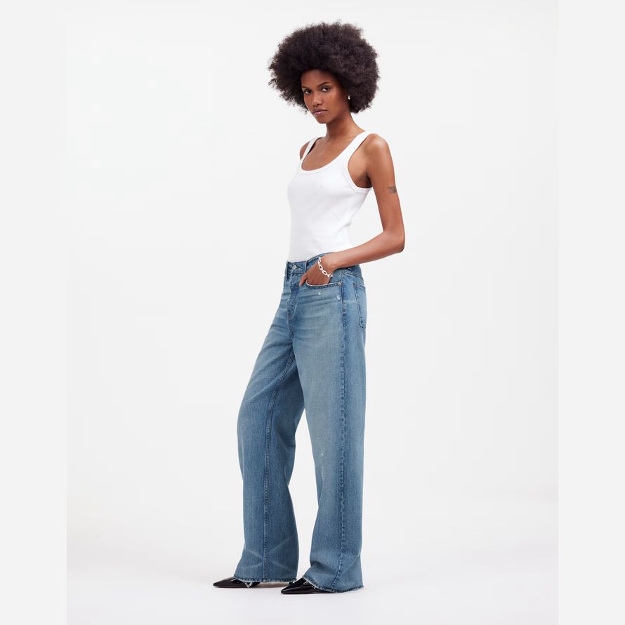 damen madewell tief liegende baggy-jeans blue