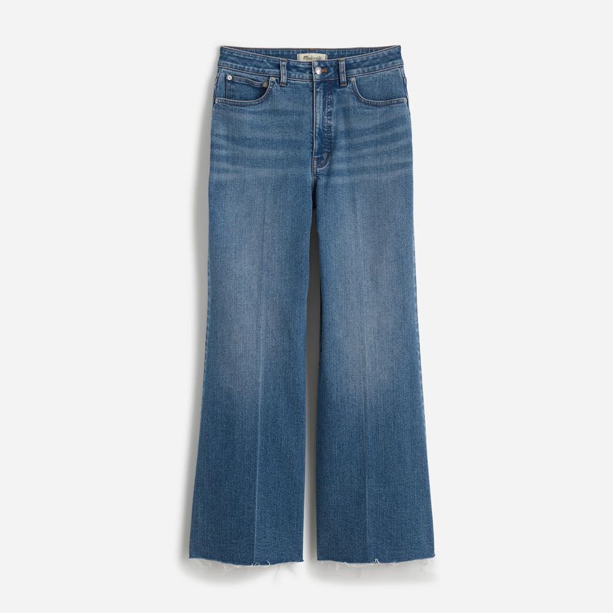 damen madewell kurvige flared wide-leg crop jeans-blue