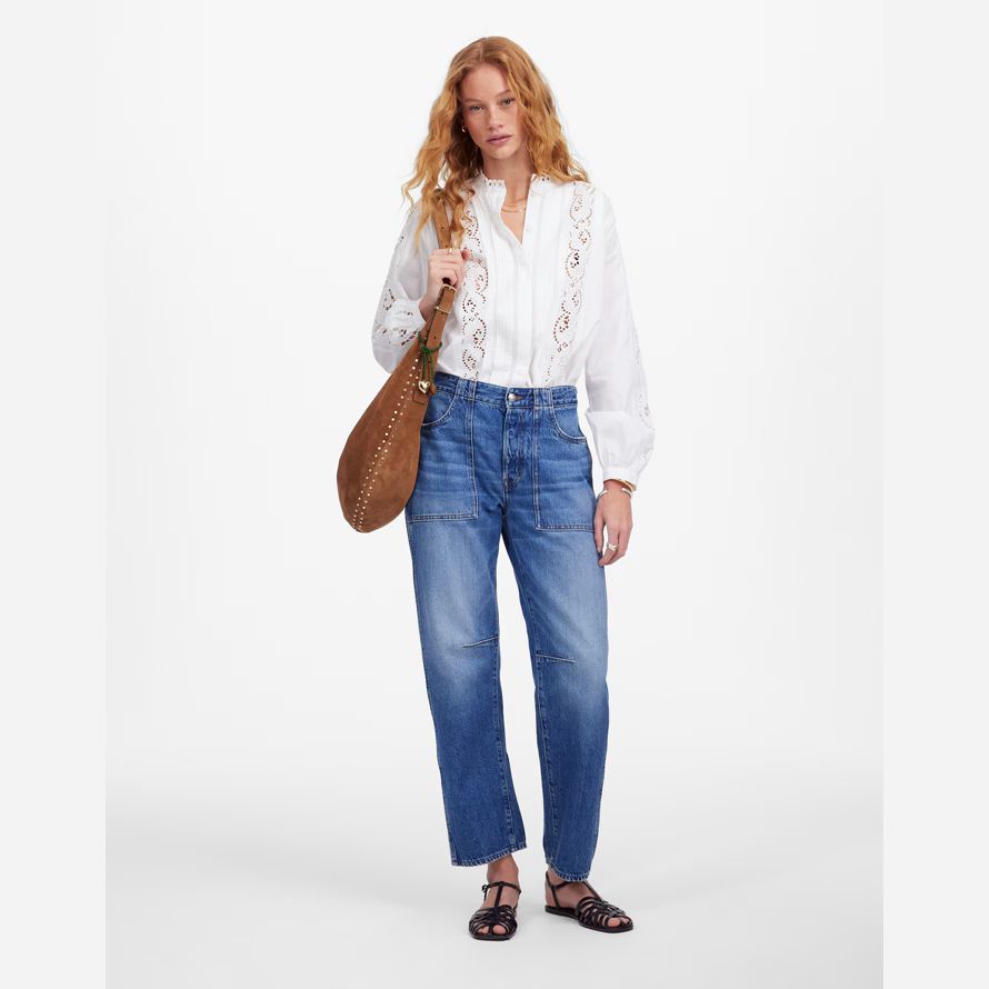 madewell die schossen barrel-leg womens jeans blue