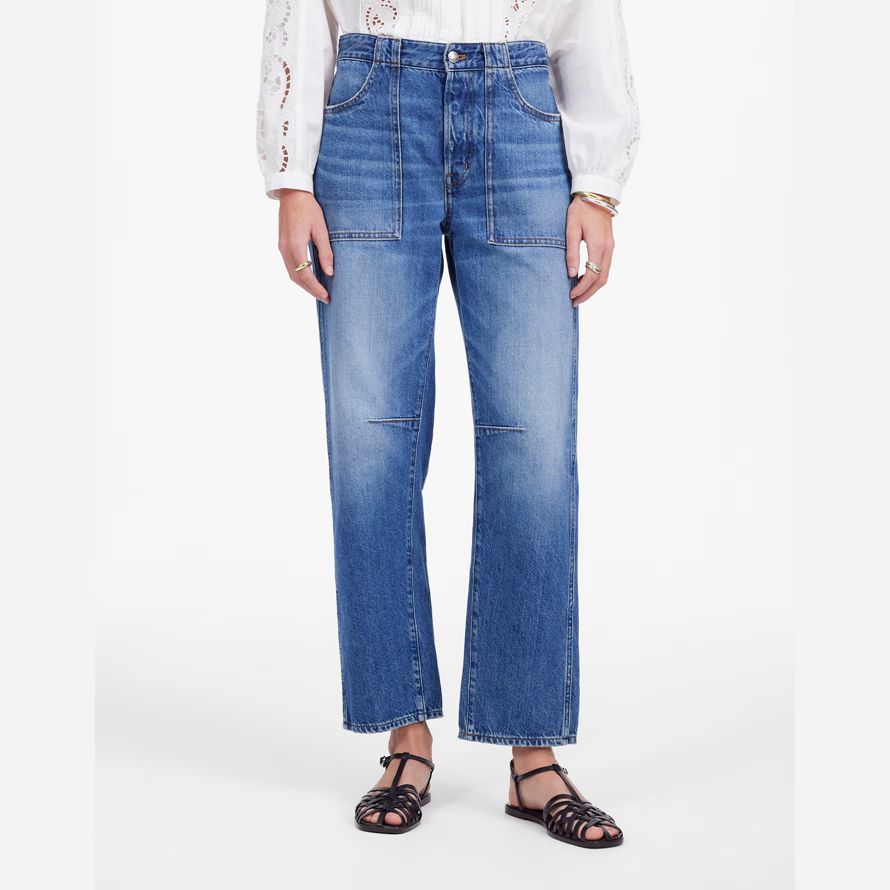 madewell die schossen barrel-leg womens jeans blue