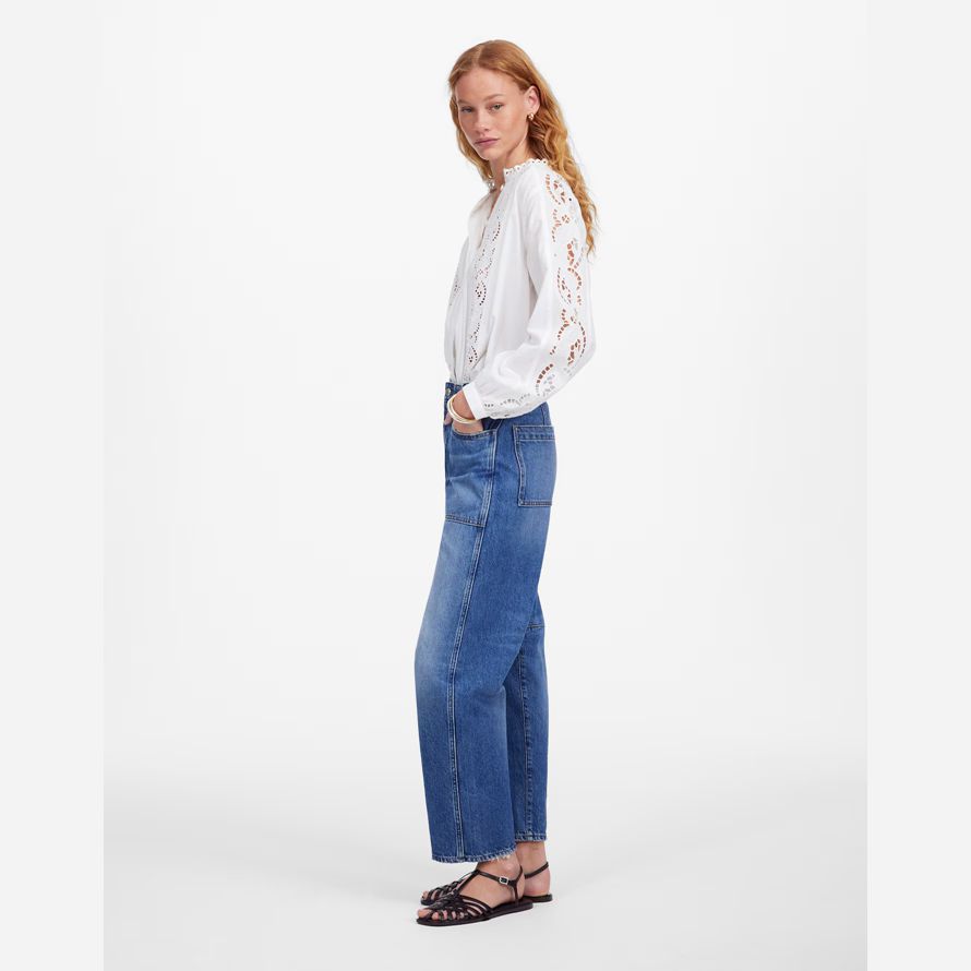 madewell die schossen barrel-leg womens jeans blue