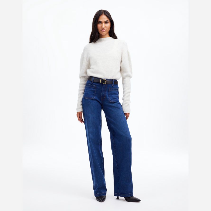 blau madewell die emmett wide-leg full length womens jeans