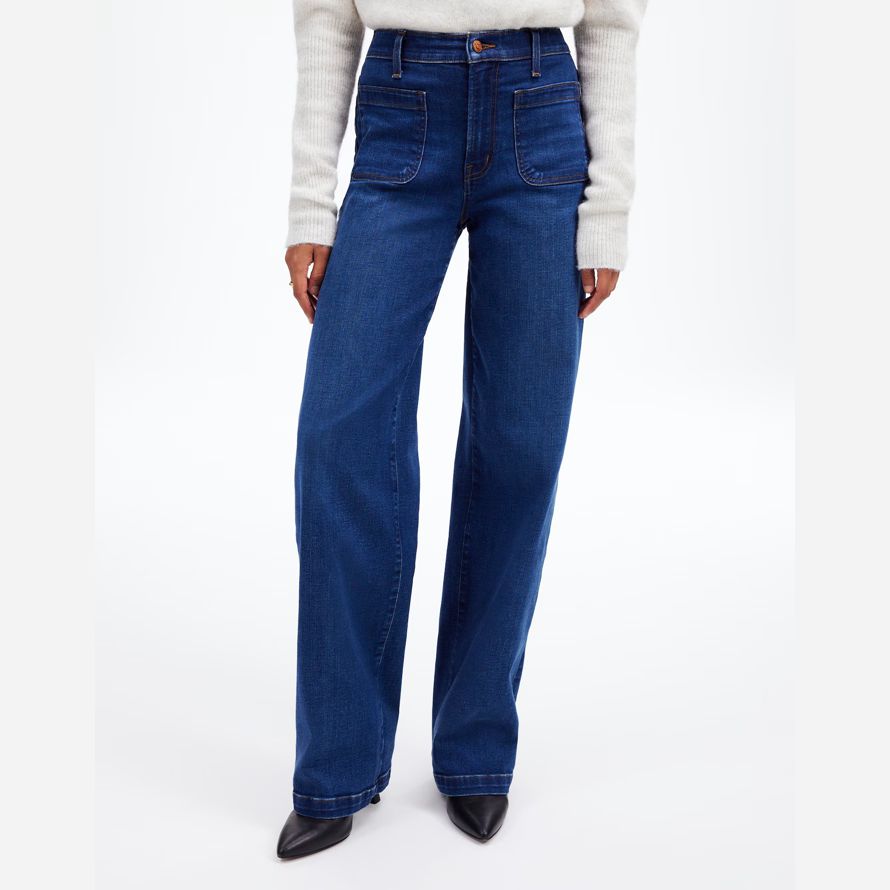 blau madewell die emmett wide-leg full length womens jeans