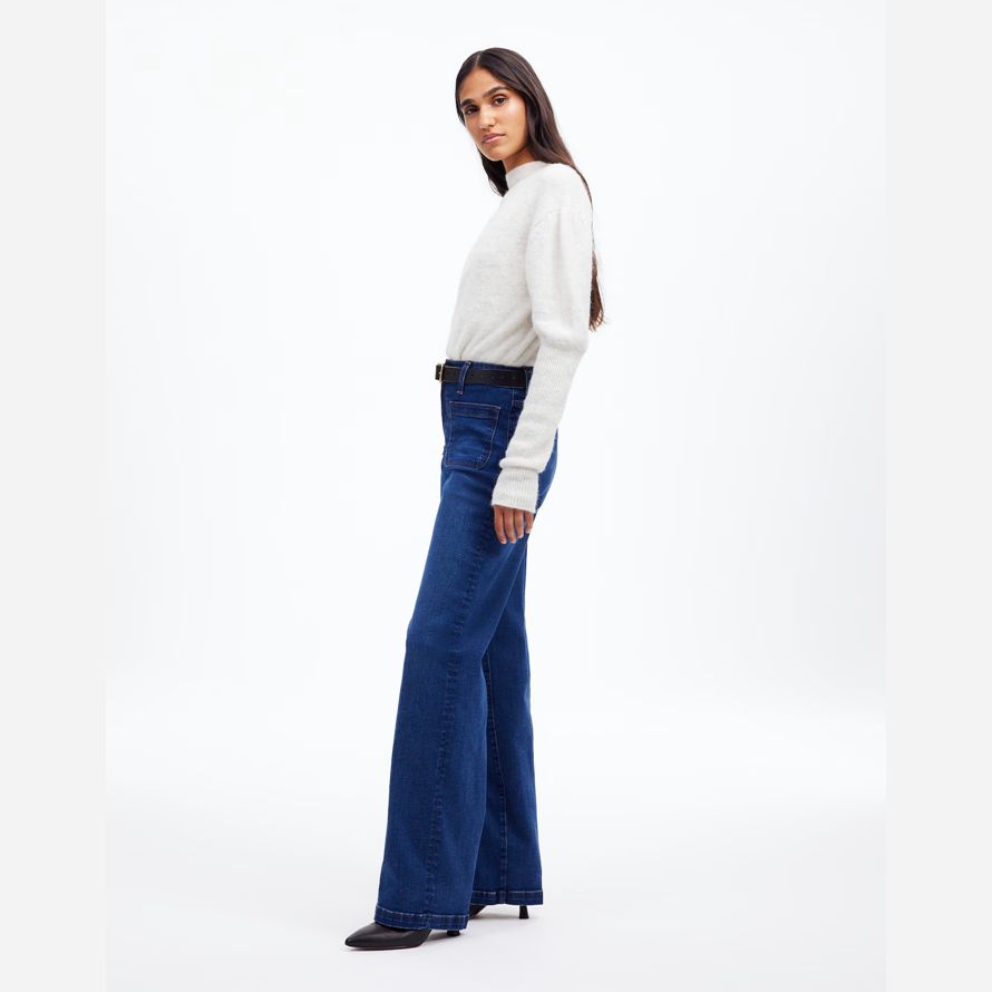 blau madewell die emmett wide-leg full length womens jeans