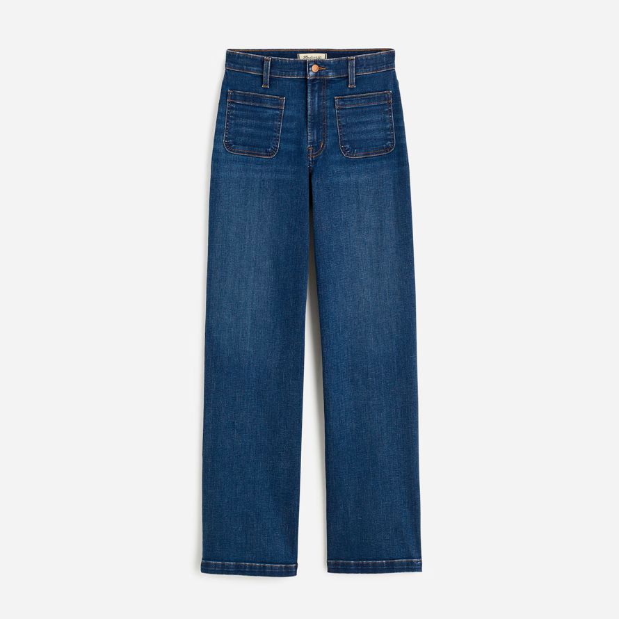blau madewell die emmett wide-leg full length womens jeans